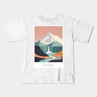 Icelandic Serenity - Mountain and Waterfall Poster Kids T-Shirt